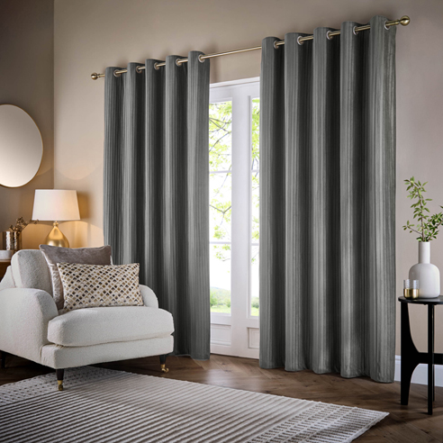 Corinthian Eyelet, Grey - Ready Made Curtains - Image 3